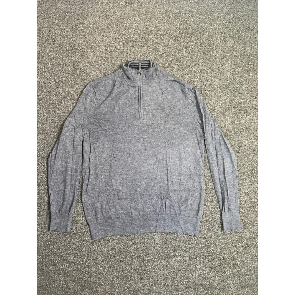 UNTUCKit Belguardo Quarter Zip Sweater Gray Mens Large Merino Wool Casual Preppy